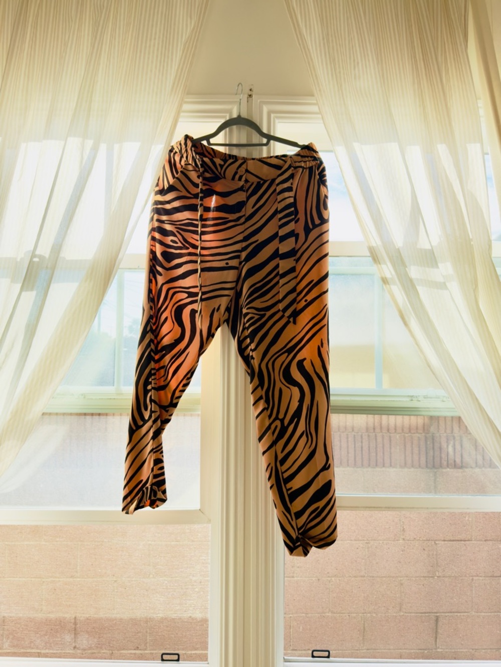 Eva Mendes Tiger Stripe Jogger Pants - Orange and Black